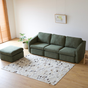 Canapé modulable 3 places vert avec pouf GALEGO