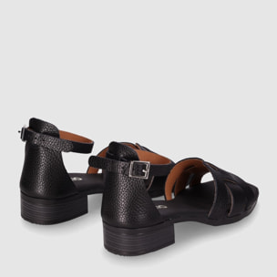 Sandalias de Piel - Negro - Tacón: 3 cm