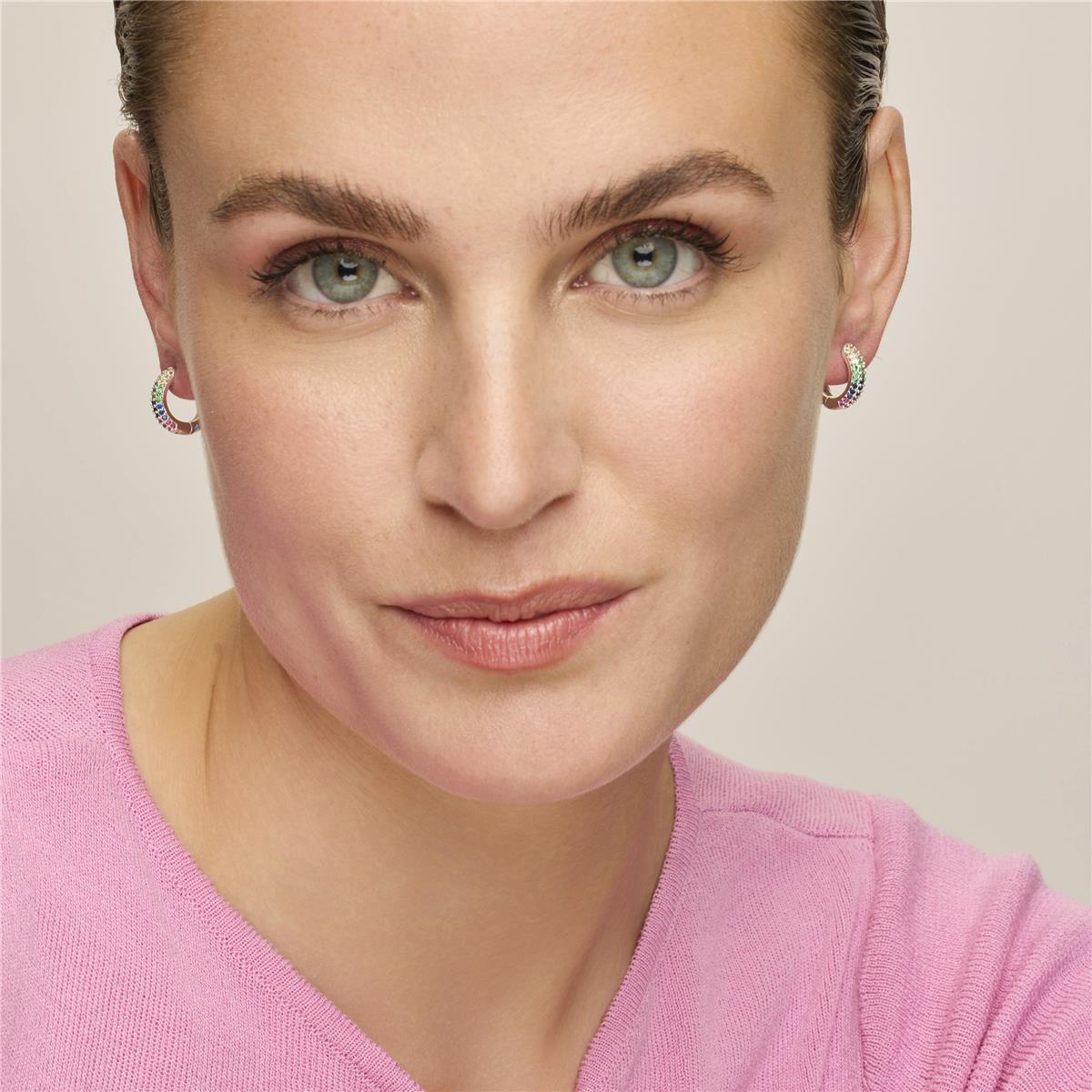 Pendientes acabado plata y Circonita Multicolor