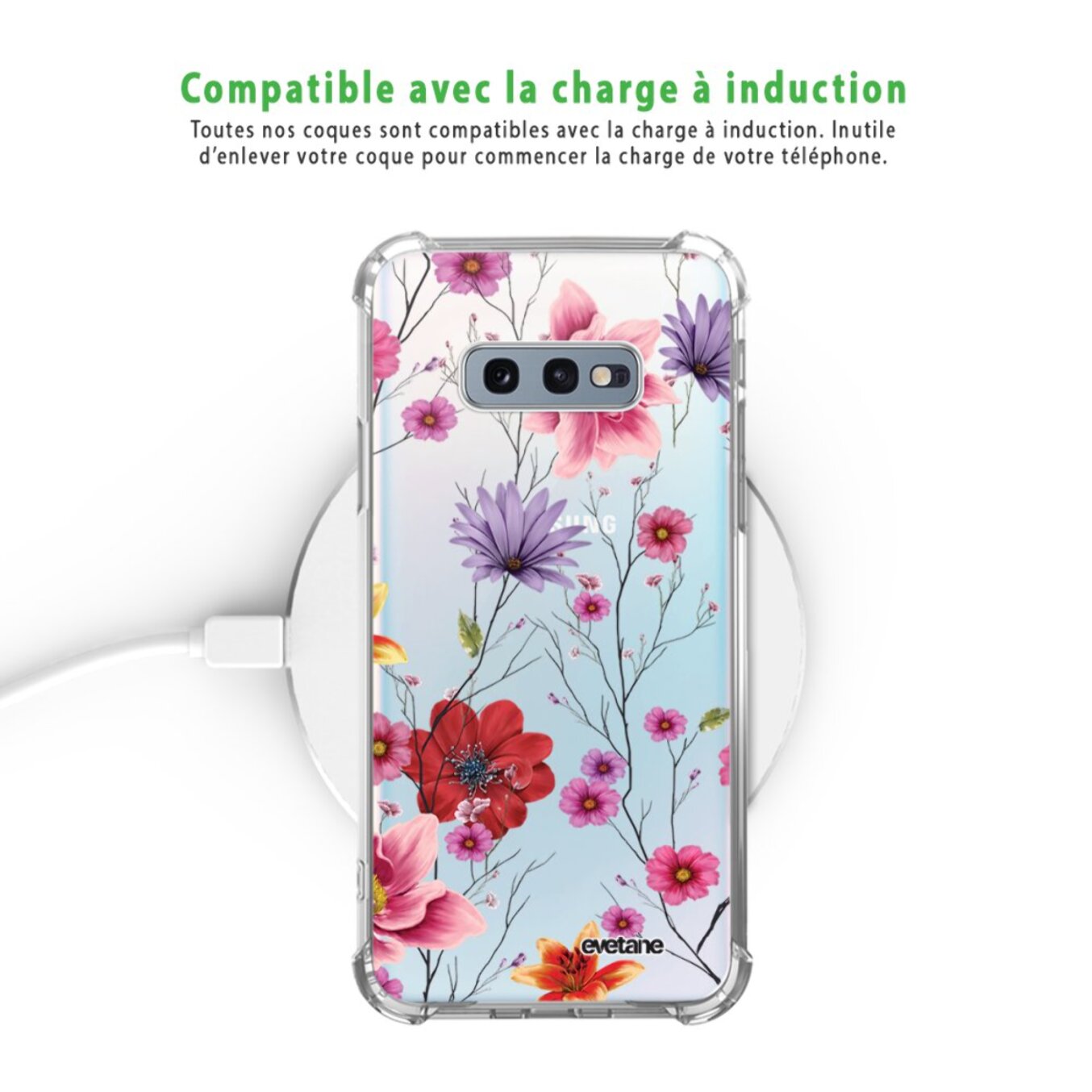 Coque Samsung Galaxy S10e anti-choc souple angles renforcés transparente Fleurs Multicolores Evetane