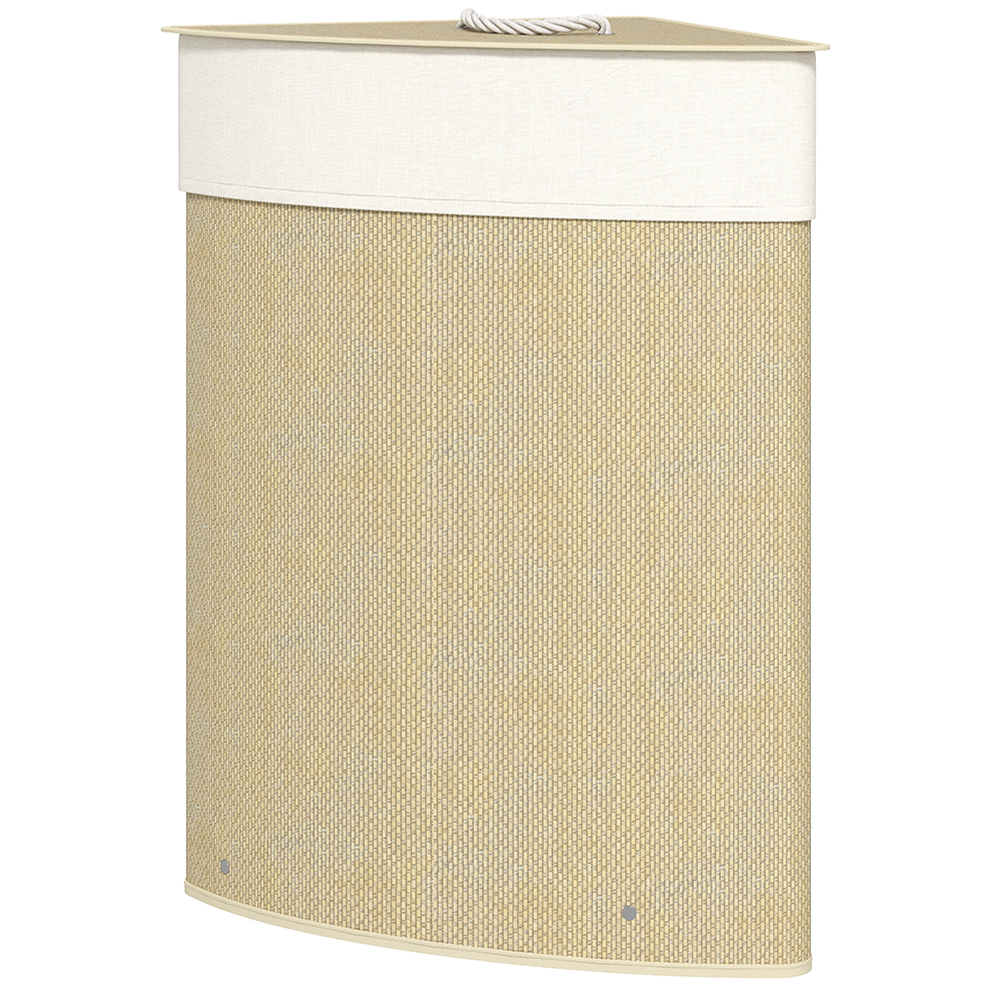 Panier à linge d'angle bambou 55L déhoussable lavable beige