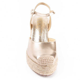 Alpargata De Cuña - Dorado - Altura: 9 Cm