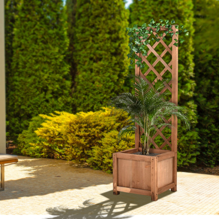 Rosy - Fioriera da Esterno con Grigliato 35x120x30 cm per Piante Rampicanti in Legno di Cedro Impregnato Ebony