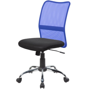 Sedia da ufficio Bomaderry, Sedia operativa a rete, Seduta ergonomica da ufficio, 57x46h90/100 cm, Nero e Blu