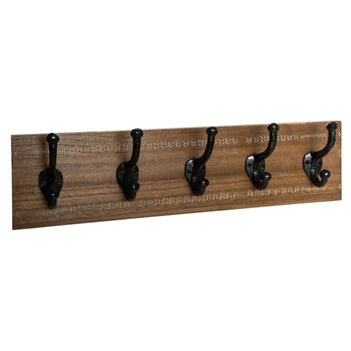 Patère 5 crochets marron