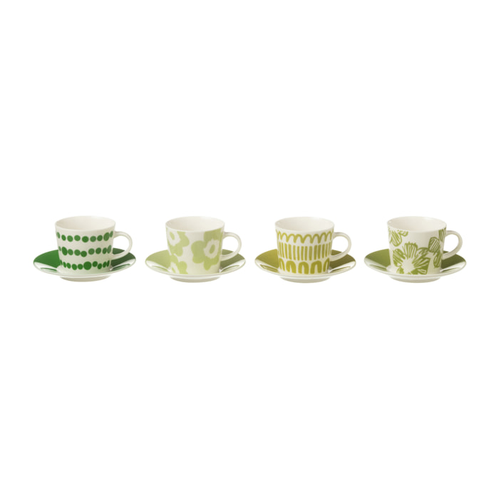 J-Line tasse + sous-tasse Coffret - céramique - vert - small - 4 pcs