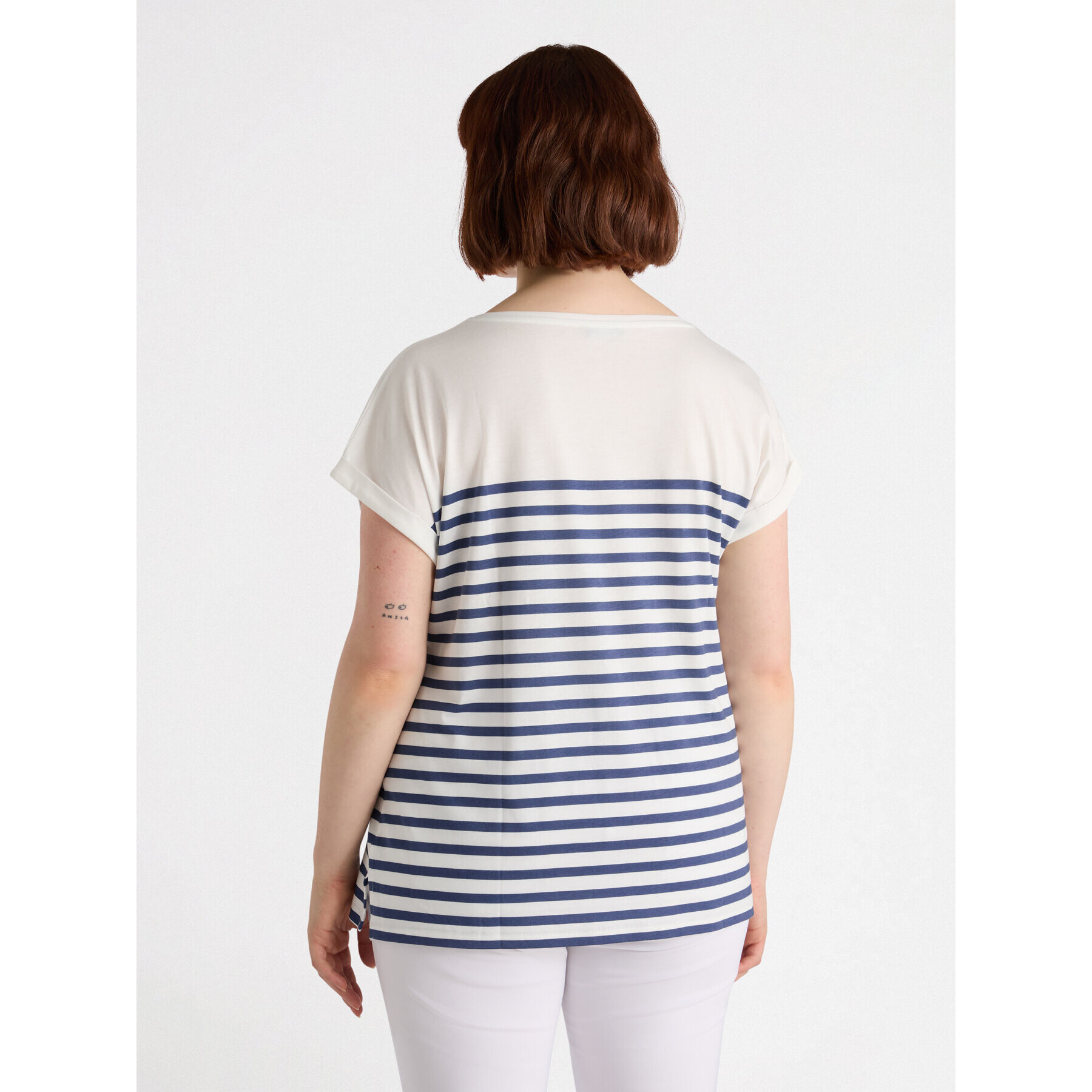 Fiorella Rubino - T-shirt a righe con ricamo - Bianco