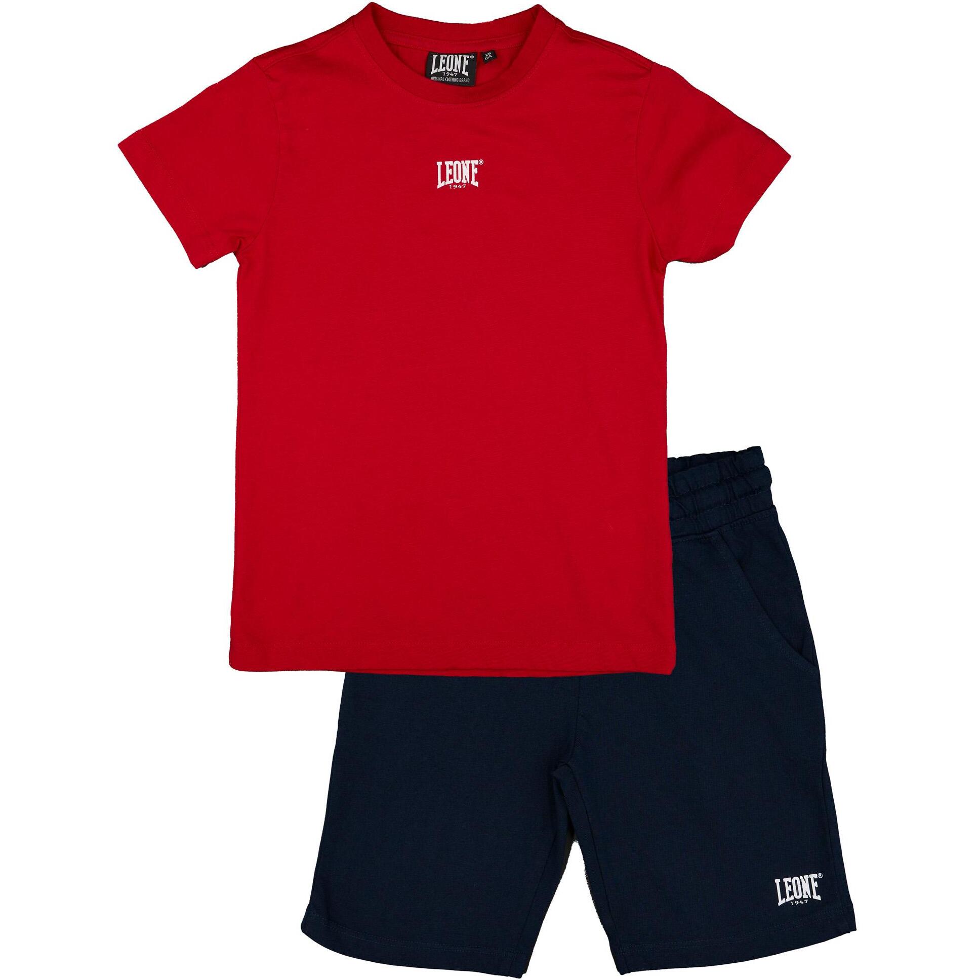 Conjunto infantil completo de algodón con camiseta y pantalones cortos Leone Basic.