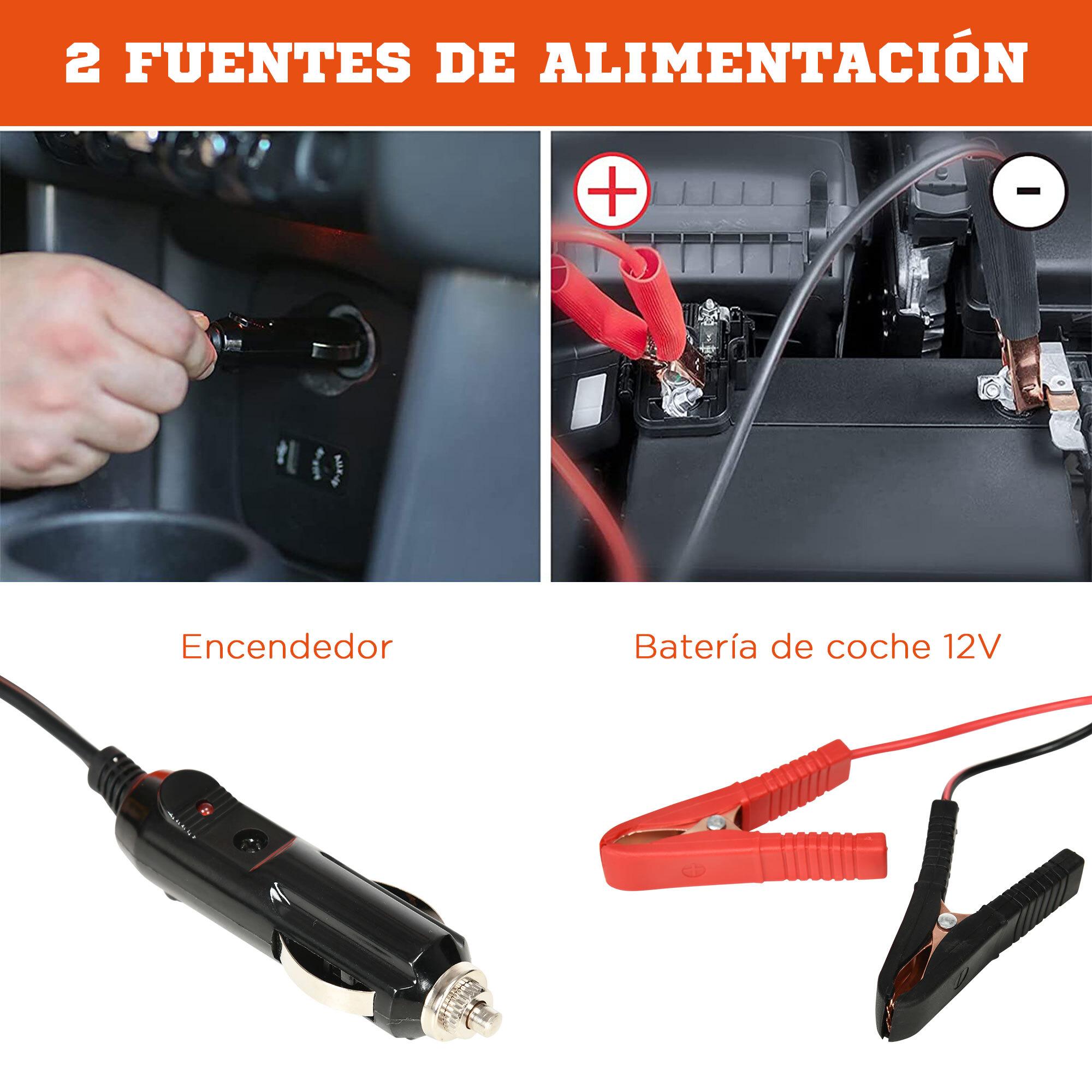 Kit de Gato Eléctrico para Coche 12V Kit de Gato de Piso 5 Toneladas de 15,5-45 cm con Reparación de Neumáticos Luz LED e Inflador para Automóvil SUV Sedán 36x33x16 cm Naranja