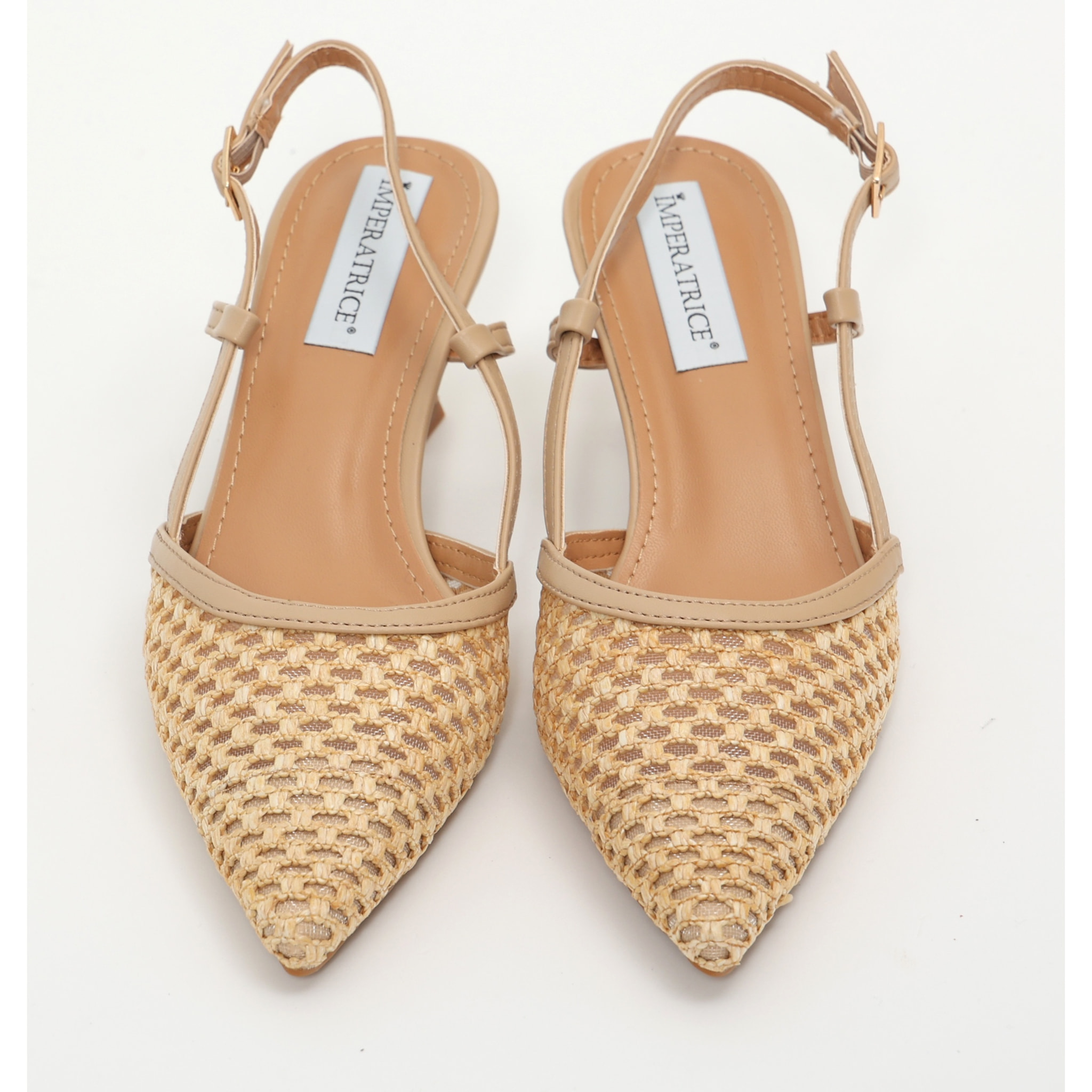 Dècolletè slingback in simil pelle con ricamo