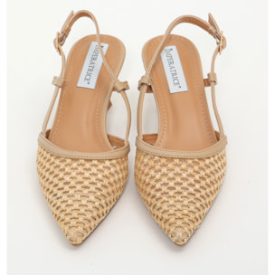 Dècolletè slingback in simil pelle con ricamo