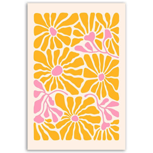 Tableau fleurs pop rétro Toile imprimée