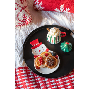 J-Line plat Bonhomme de Neige Dolomite - céramique - rouge/blanc