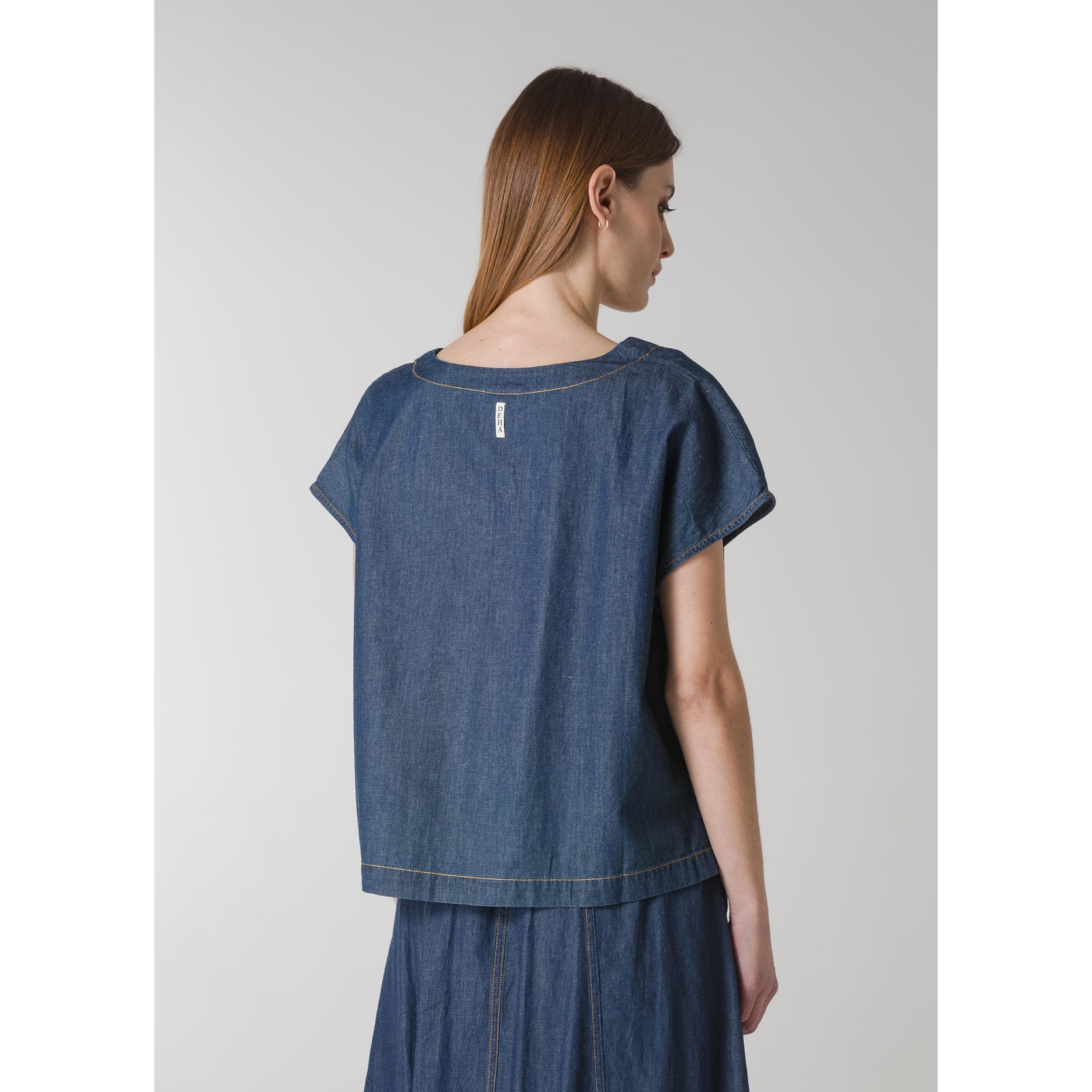 DEHA - T-shirt LINEN DENIM T-SHIRT in cotone per donna