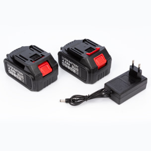 Motosierra inalámbrica 21V con hoja de 12 pulgadas, 2 baterías de 15000 mah y maletín de transporte.