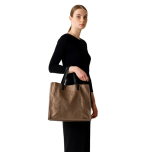 Borsa a mano da donna Made in Italy - Modello Ereva - 100% pelle - 34.5 x 32.0 x 17.0 cm