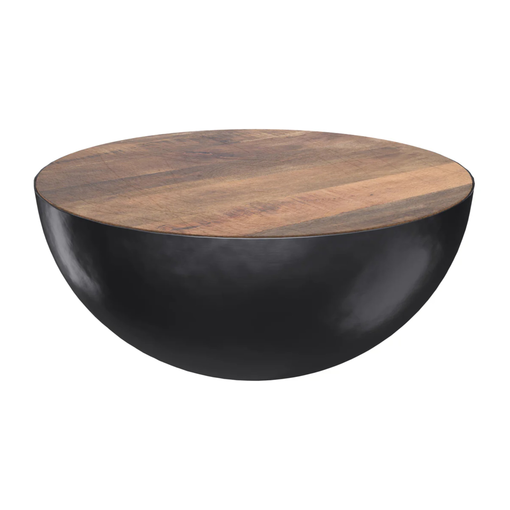 Table basse ronde en bois massif et métal D90 cm - Tajy