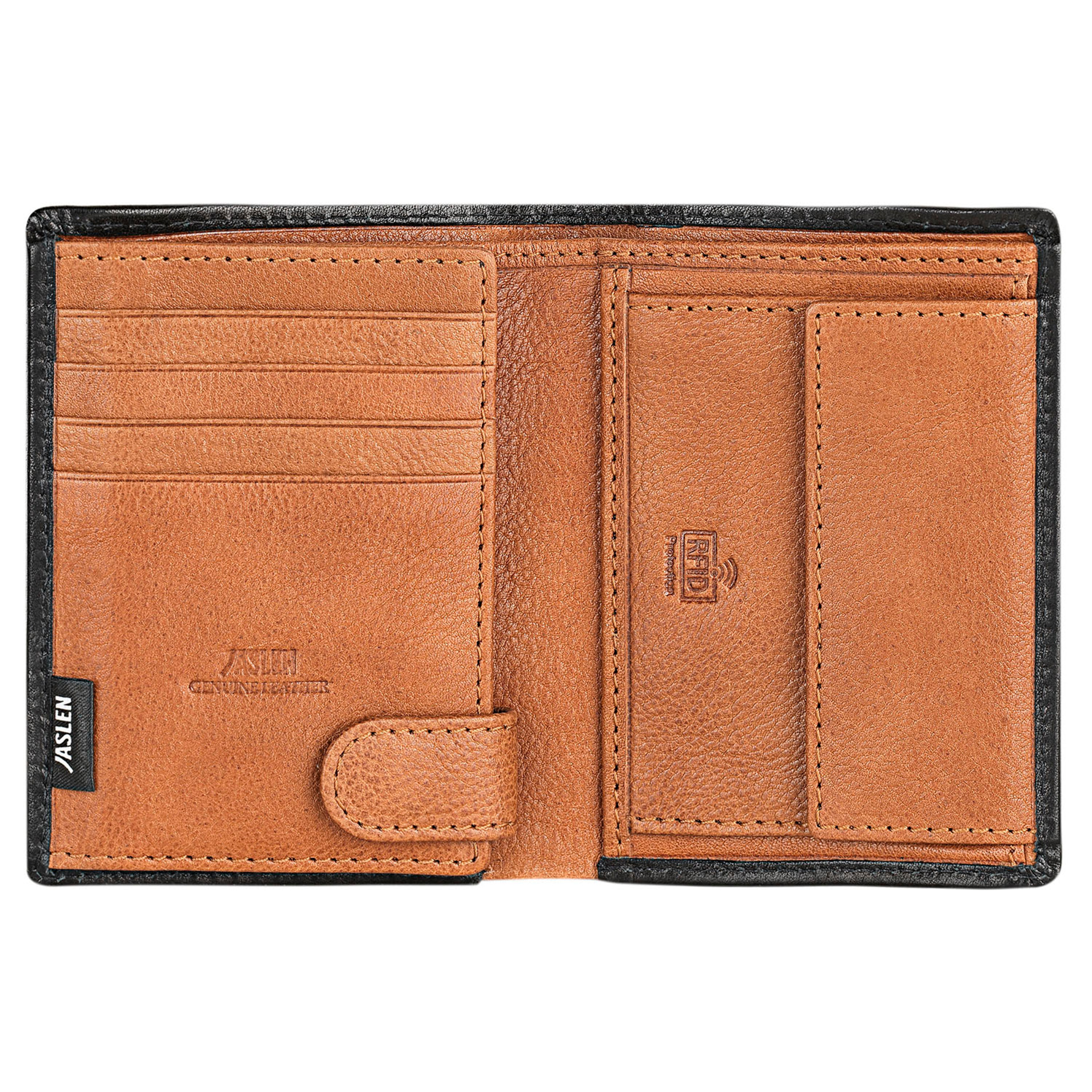 Cartera Hombre Piel Jaslen Hannover Negro-Tostado