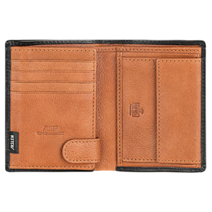 Cartera Hombre Piel Jaslen Hannover Negro-Tostado