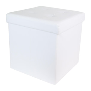 COFFRE POUF PLIABLE PU BLANC