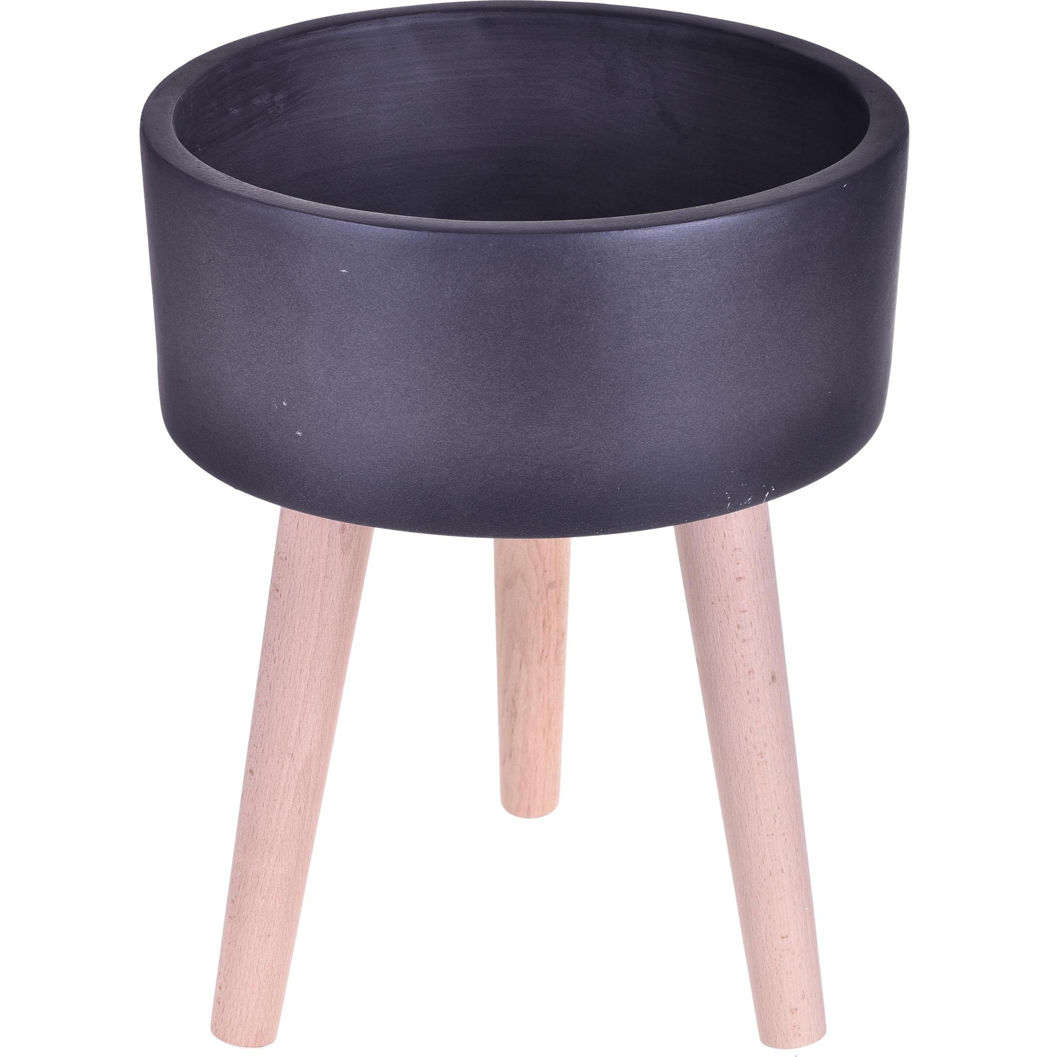 Vaso Con Gambe Faggio. Misure 35X45 Cm - Pezzi 1 - 35X45X35cm - Colore: Grigio - Bianchi Dino - Decori Casa E Complementi