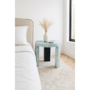 Table d'appoint en coquille de capiz bleu SOLNA