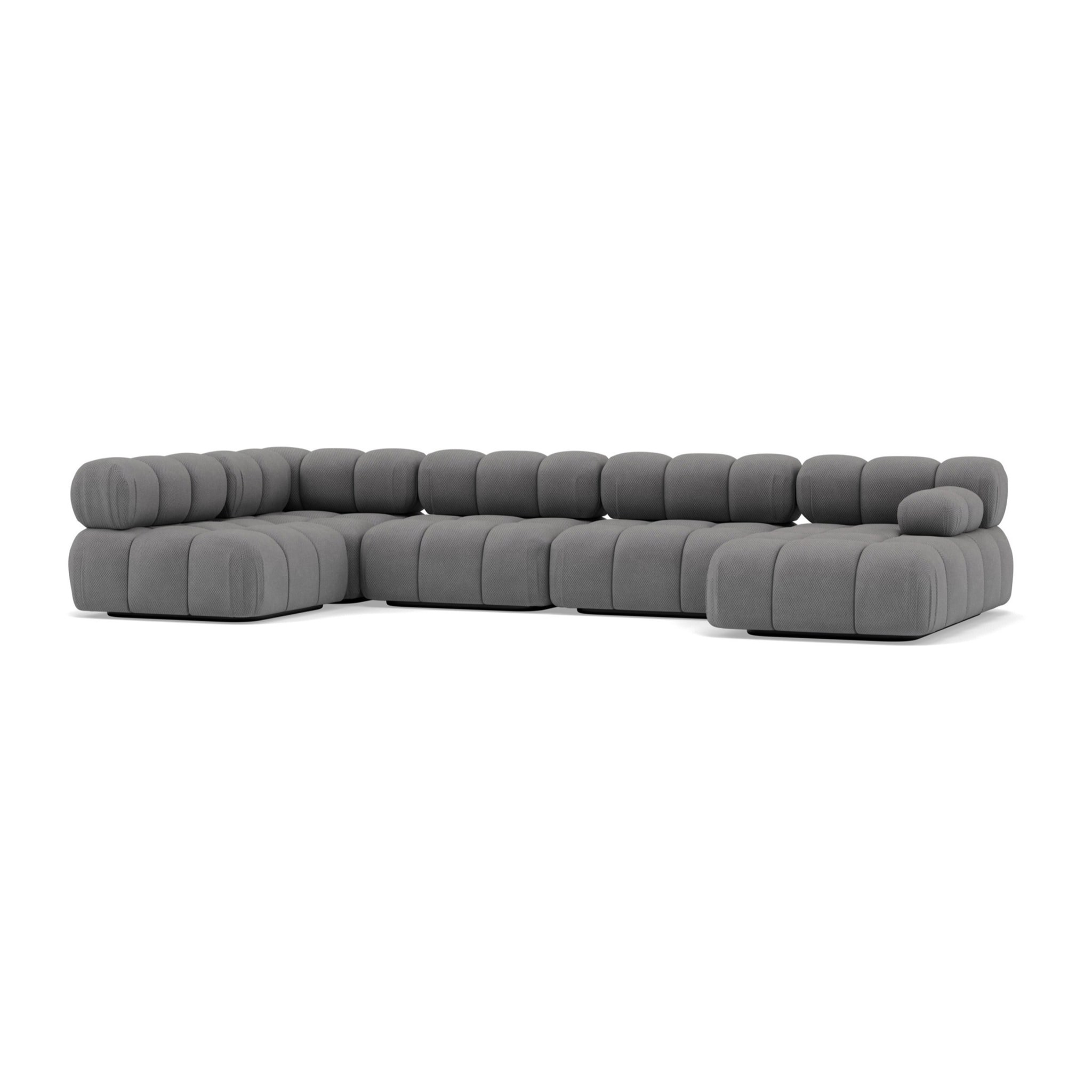 Ruby - canapé panoramique modulable d'angle gauche 7 places en velours texturé - Gris