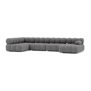 Ruby - canapé panoramique modulable d'angle gauche 7 places en velours texturé - Gris