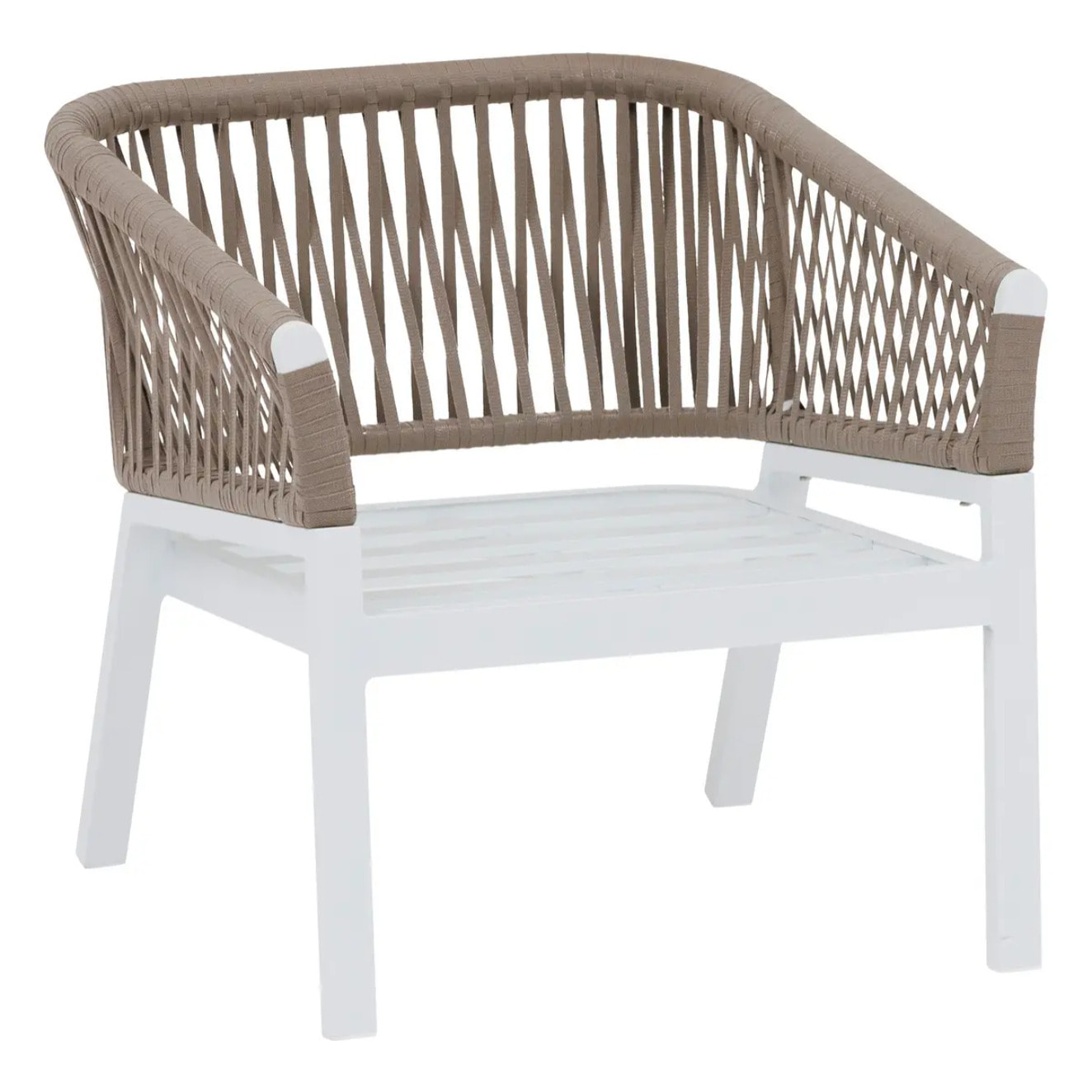 Fauteuil de salon de jardin "Oriengo" taupe & blanc en aluminium traité époxy