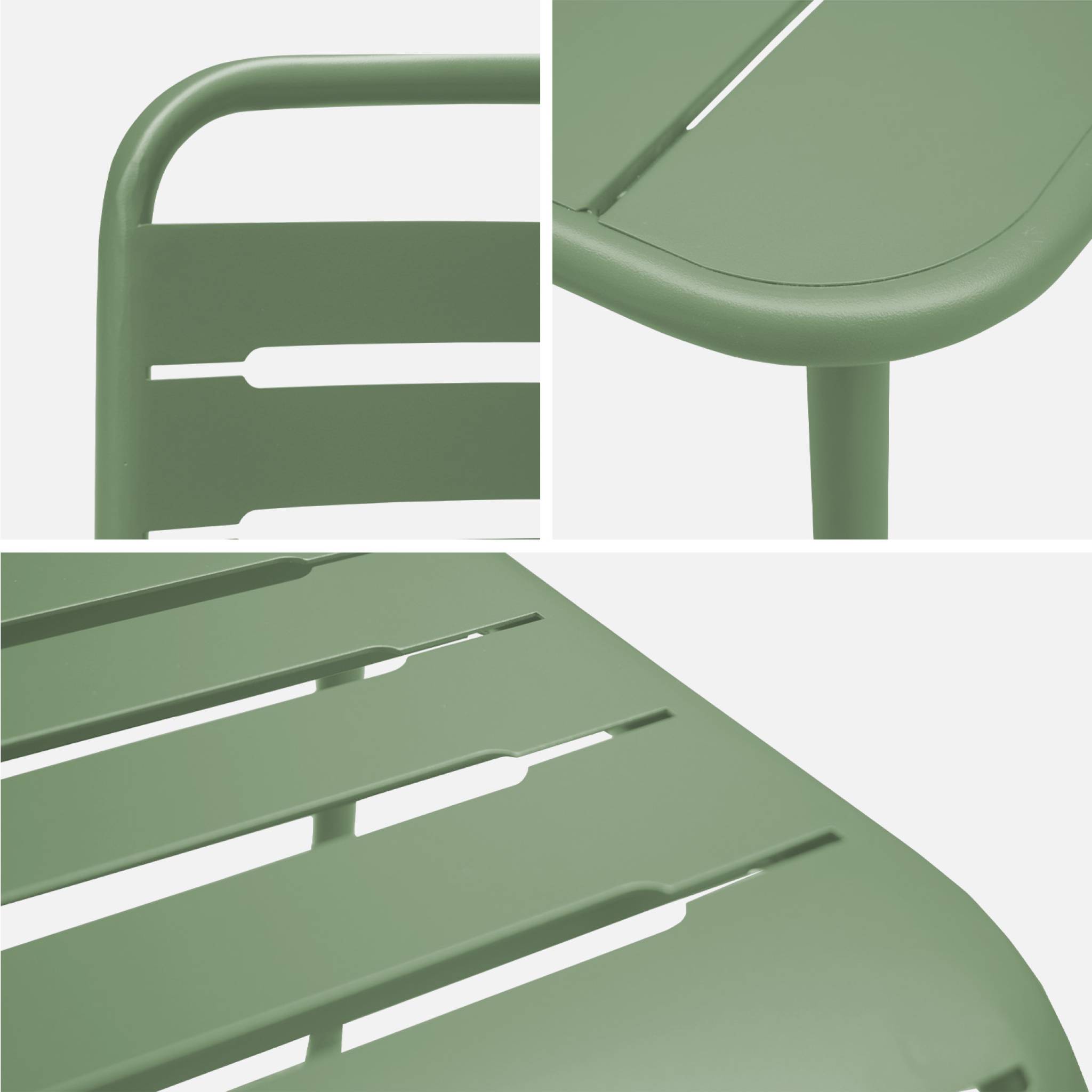 Table de jardin métal + 2 assises vert Amélia