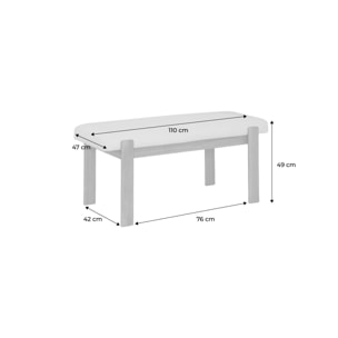 Banc, bout de lit bois d'hévéa teinte naturelle et tissu texturé NOMA