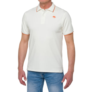 Polo con rayas finas AMAK algodón jersey Blanco