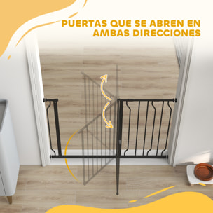 Barrera de Seguridad para Perros Extensible 75-115 cm para Puertas y Escaleras Puerta de Seguridad para Mascotas con Extensiones Montaje a Presión y Doble Bloqueo Negro