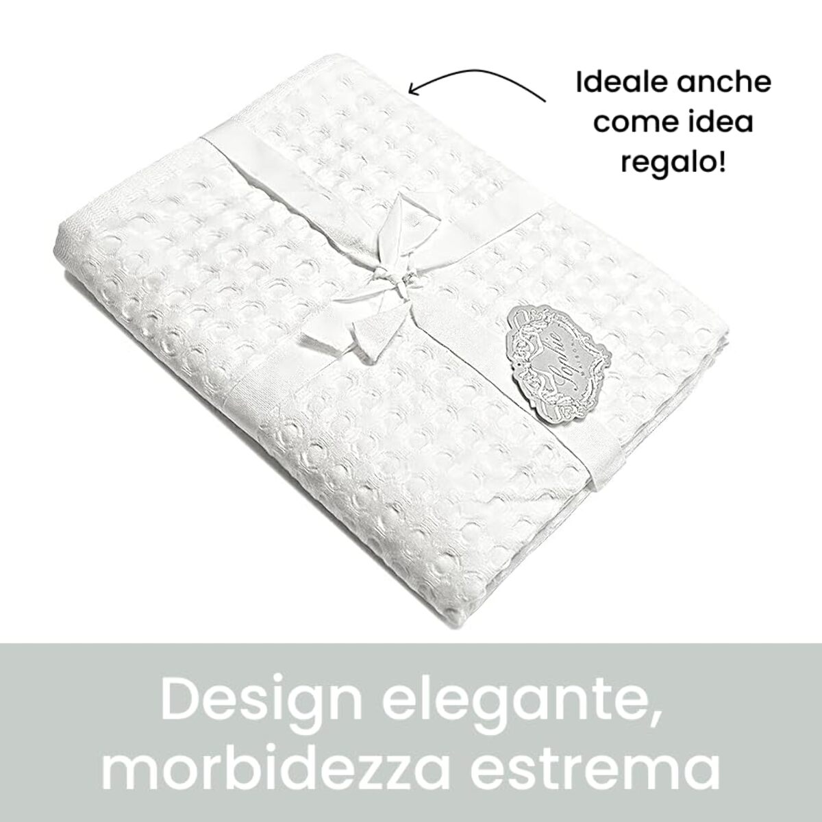 INTRECCI Set Asciugamani Bagno Viso e Bidet, Coppia Asciugamani Bagno, in Spugna di Puro Cotone 300 gr/mq, 110 x 60 cm + 60 x 40 cm, Morbido al Tatto, Tinta Unita Bianco. Modello: Napone