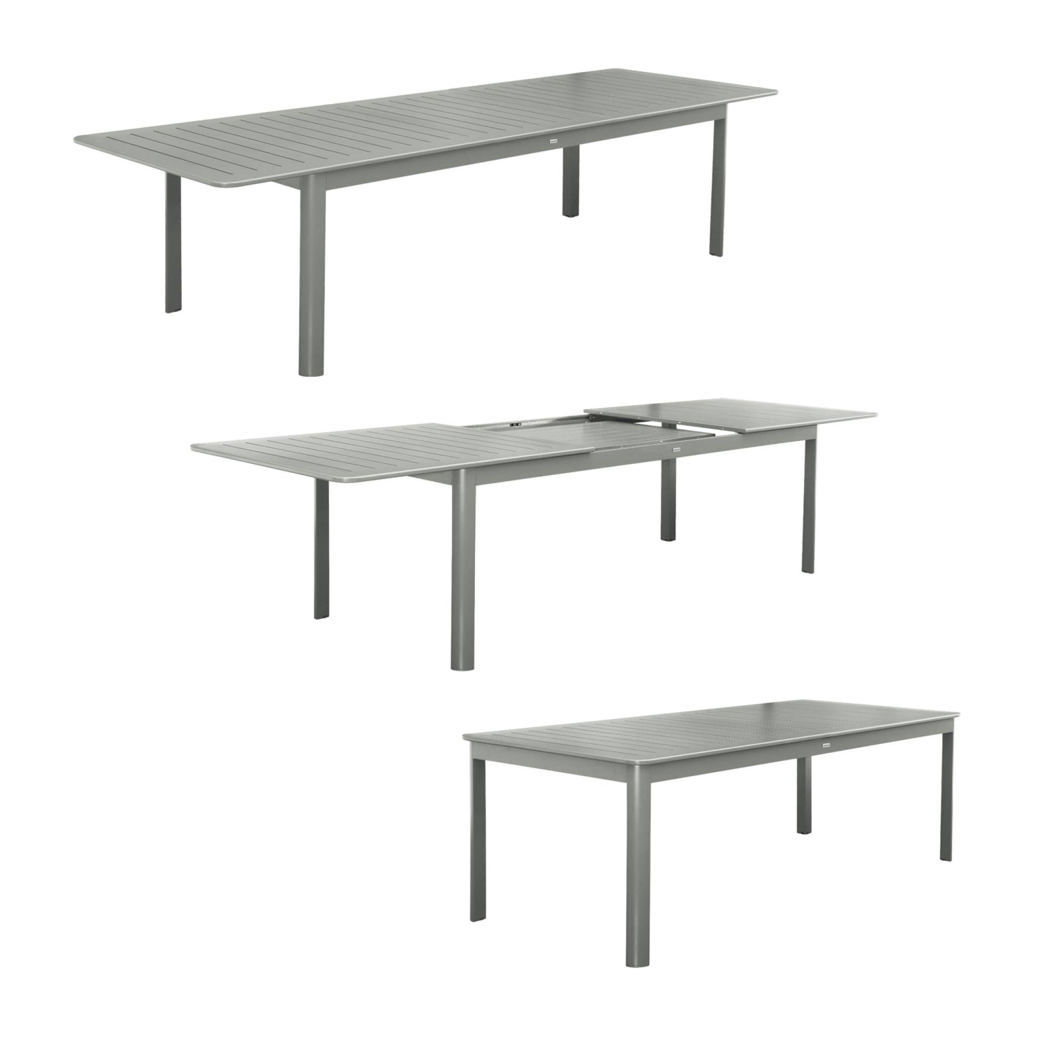 Table de jardin extensible aluminium + 10 assises SEATTLE + BUFFALO