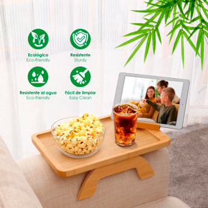 Bandeja rectangular personalizada para sofá con soporte giratorio 360 ° para tablet o teléfono móvil.