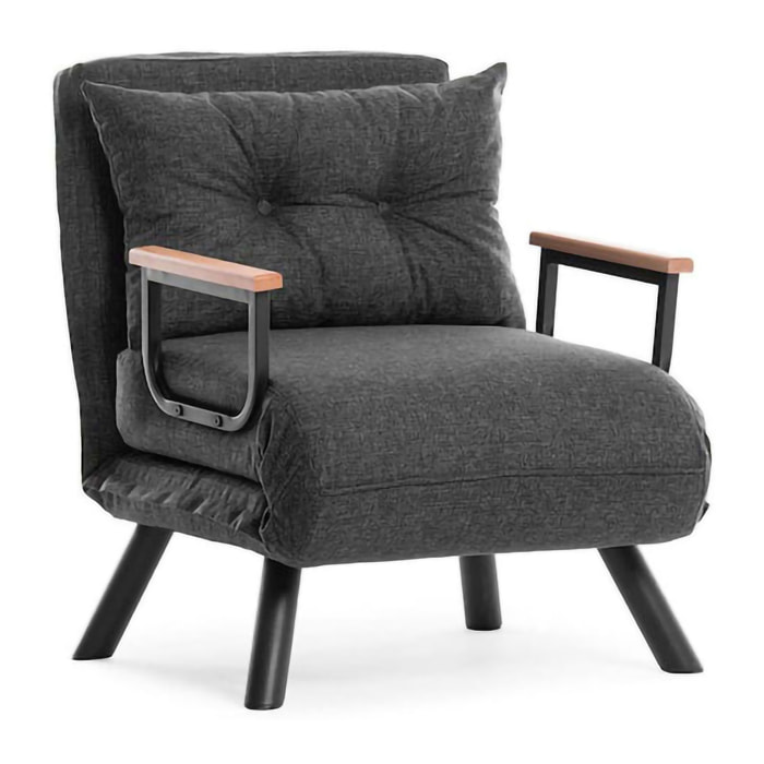 Poltrona Keoni, Seduta imbottita, Divano singolo da salotto, Sedia con braccioli, 60x78 h78 cm, Grigio Cenere