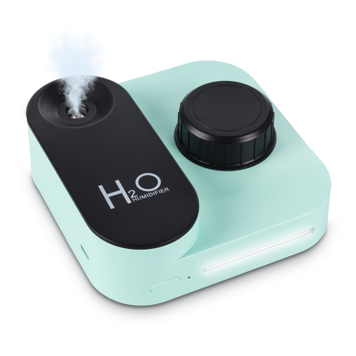 Umidificatore universale con adattatore per bottiglie d'acqua. Batteria ricaricabile incorporata. Adattatore con tappo a vite di 30mm.