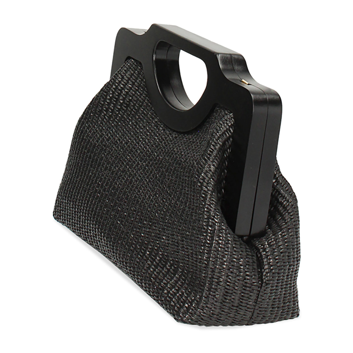 Bolso de mano negro de rafia