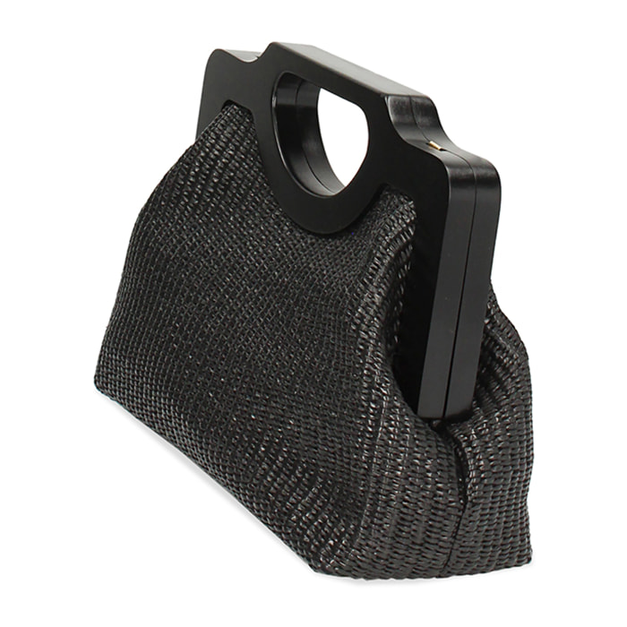Bolso de mano negro de rafia