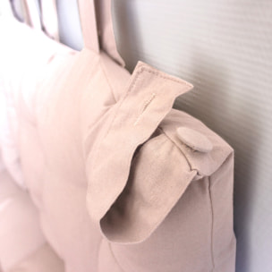 Coussin tête de lit en coton et pattes boutonnées - Vieux rose