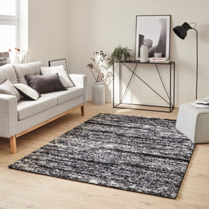 Oslo - tapis moderne abstrait à poils longs noir