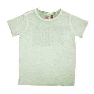 Camiseta de manga corta para niños con aspecto vintage y bordes sin rematar