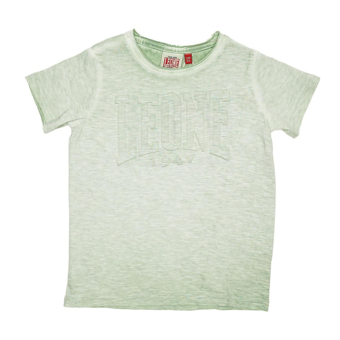 Camiseta de manga corta para niños con aspecto vintage y bordes sin rematar
