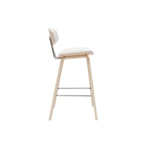 Tabourets de bar design blanc et bois clair H69 cm (lot de 2) VASCO