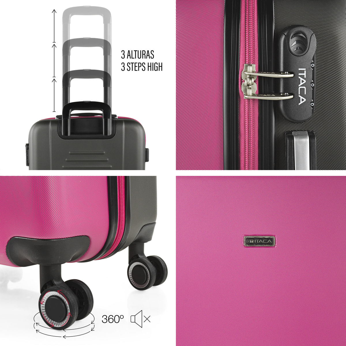 Maleta Itaca Tiber Set De 3 Unidades Fucsia-Antracita