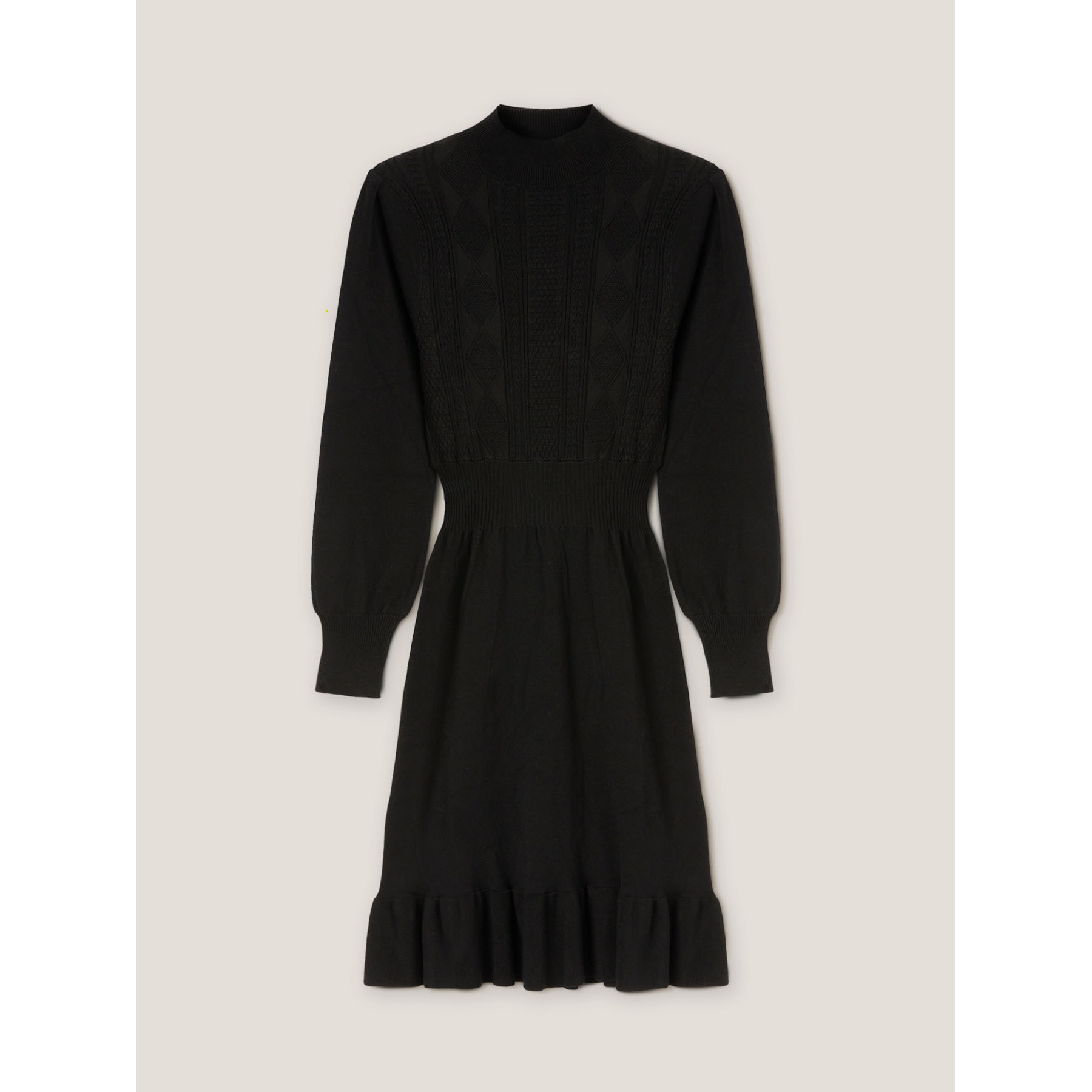 Motivi - Vestido corto de punto con trenzas - Negro