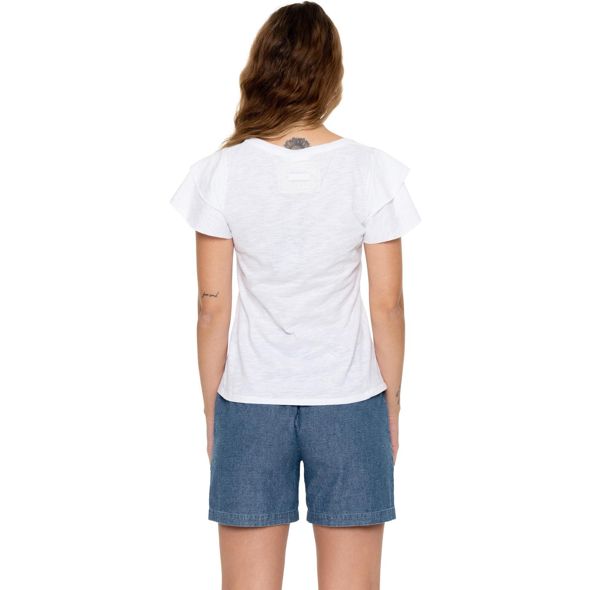 Camiseta de manga corta estilo safari urbano para mujer