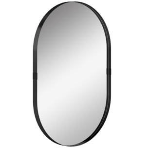 Miroir mural design ovale alu noir - 60 x 90 cm