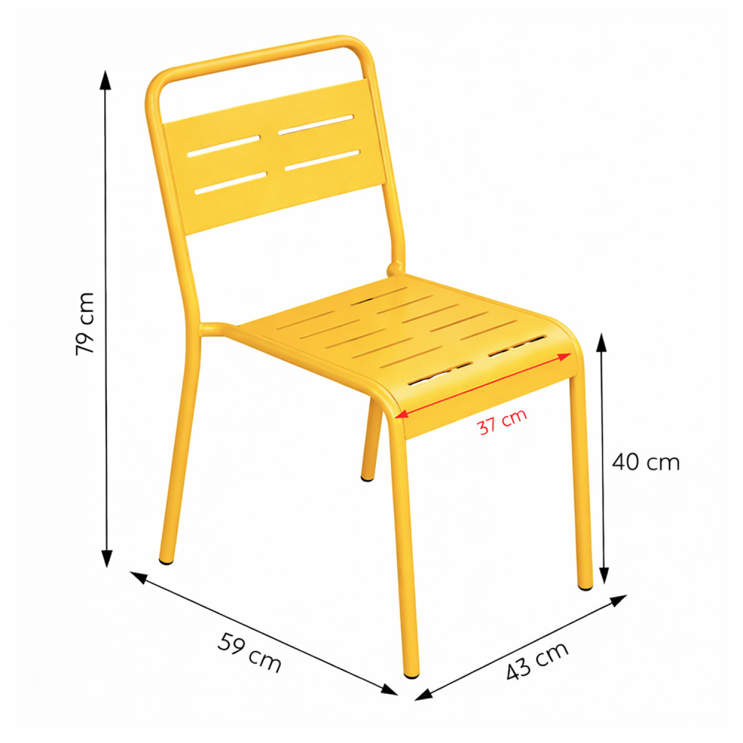 Ensemble table de jardin carrée 50cm et 2 chaises jaune EVORA